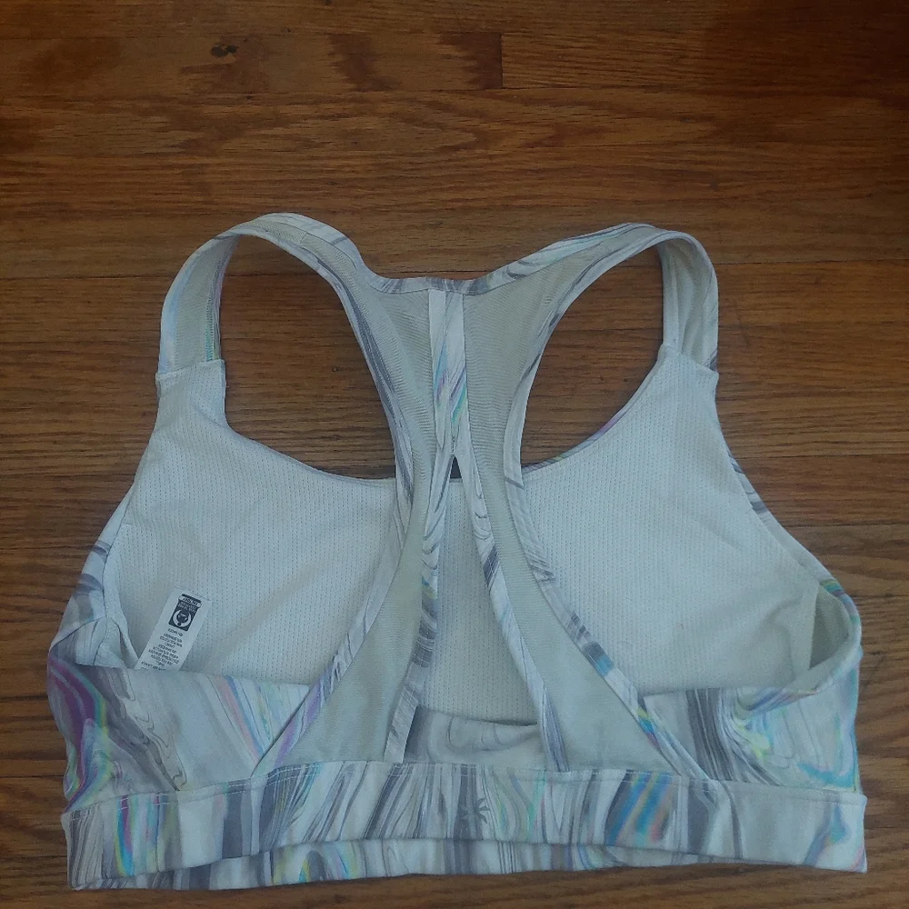 Athleta SPORTS BRA Women Sz LARGE Marble Design - Picture 3 of 5